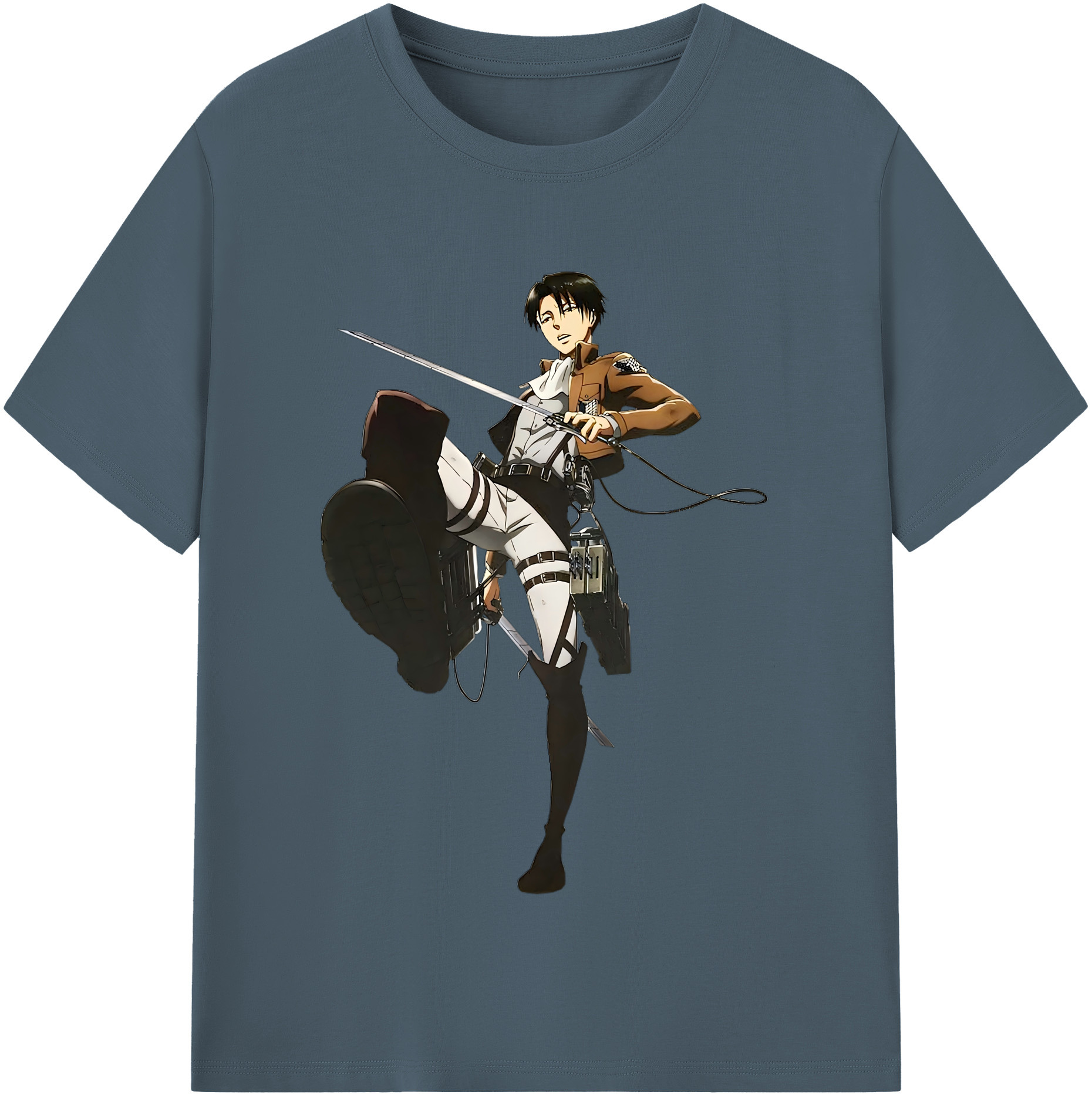 （画像用） 進撃の巨人 リヴァイ·アッカーマン Attack on Titan Levi Ackerman 綿100％半袖Tシャツ（フロントプリント）
